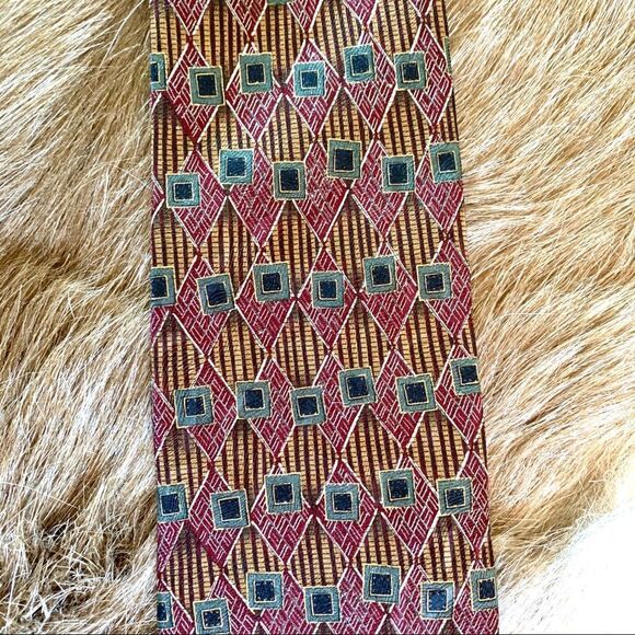 Cole Haan Graphic Silk Tie Vintage Burgundy Multi - Picture 1 of 4